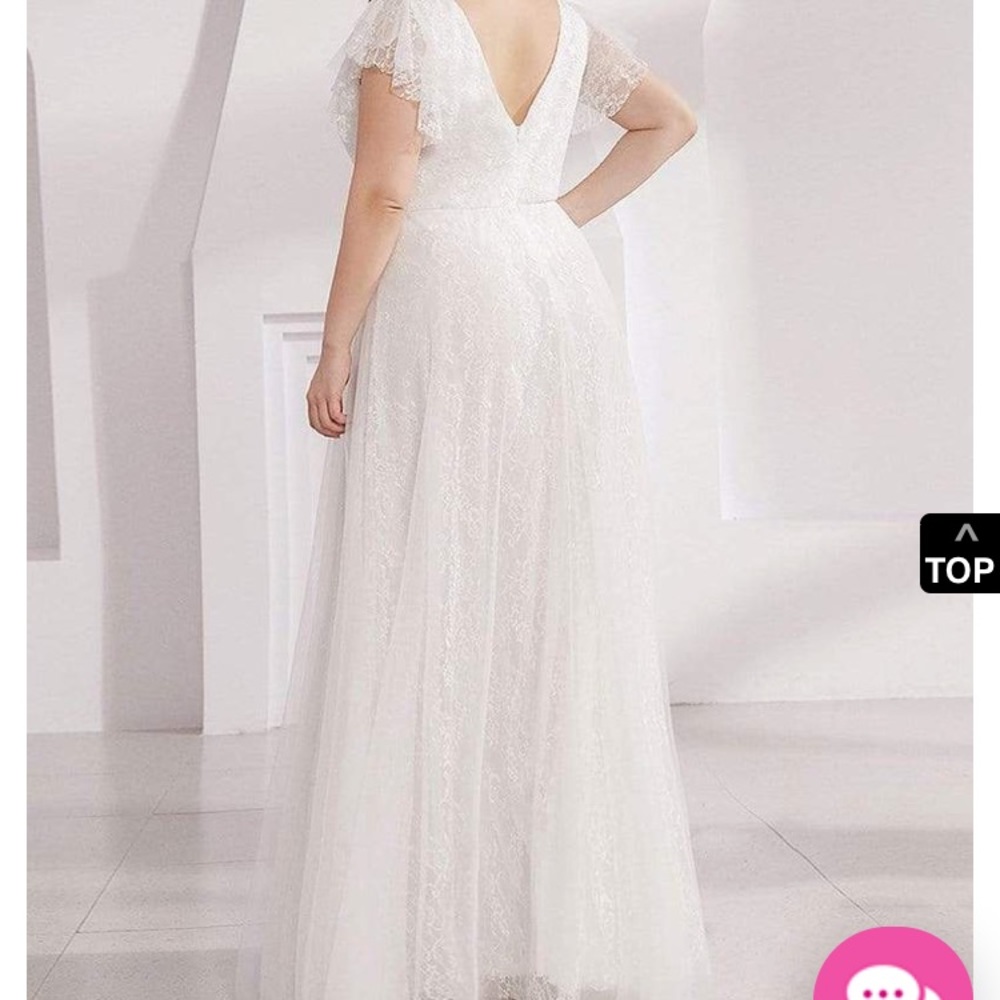 Ever Pretty Plus Size Maxi Lace Wedding Dress with Ruffle Sleeves, 3X - Picture 4 of 15